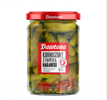 Dawtona Korniszony z papryką habanero 520g