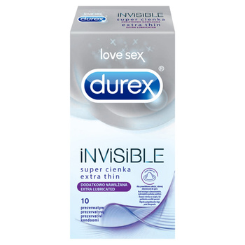 Durex Invisible Dodatkowo nawilżane Prezerwatywy 10 szt