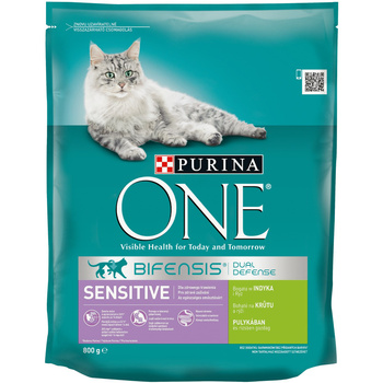 PURINA ONE Sensitive Pełnoporcjowa karma dla dorosłych kotów bogata w indyka i ryż 800 g