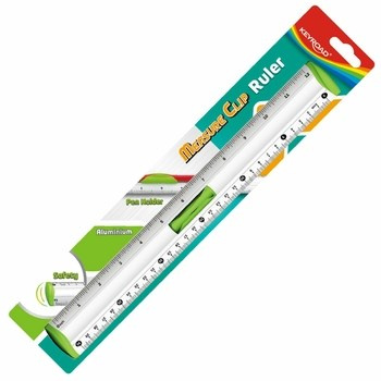 Linijka aluminiowa z uchwytem na ołówek KEYROAD 30 cm mix kolorów blister