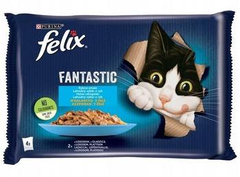 Felix Fantastic Karma dla kotów rybne smaki w galaretce 340 g (4 x 85 g)