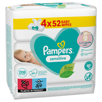 Pampers Sensitive Chusteczki 4 opakowania = 208 chusteczek