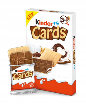 Kinder Cards Wafel wypełniony mlecznym i kakaowym nadzieniem 76,8 g (3 sztuki)