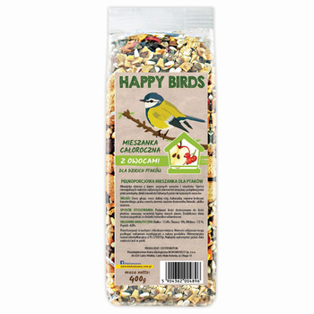 Mieszanka całoroczna dla dzikich ptaków z owocami Happy Birds