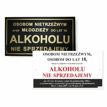 KORFED Tabliczka duża plastikowa OSOBOM NIETRZEŹWYM ORAZ MŁODZIEŻY DO LAT 18 ALKOHOLU NIE SPRZEDAJEMY MIX x 1 szt.
