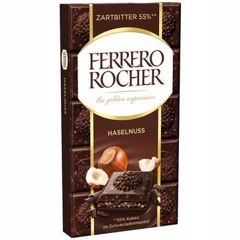 Ferrero Rocher Czekolada deserowa nadziewana z orzechowym nadzieniem i kawałkami orzechów 90 g
