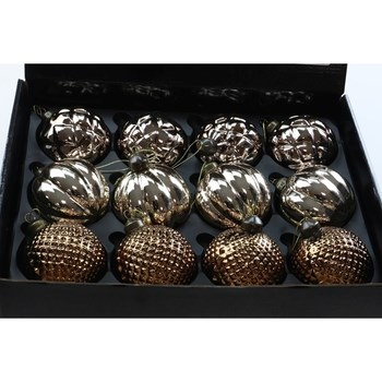 EM&EM Bombka szklana 8cm mix brąz, srebny, metaliczny