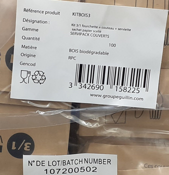 Guillin Polska Zestaw drewnianych sztućców Nóż, Widelec, Serwetka 100szt.