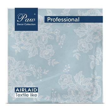 Serwetka PAW Professional Dinner Soft Lace (light blue), Serwetki 1-warstwowe 40x40cm składane 1/4 50szt. w paczce. Wykonane z AIRLAID.