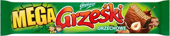 Grześki Mega Orzechowe Wafel przekładany kremem orzechowym w czekoladzie mlecznej 48 g