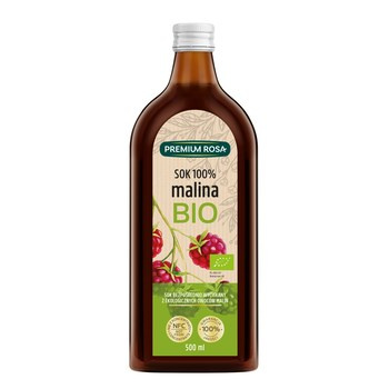 Premium Rosa Bio Sok bezpośrednio wyciskany z owoców malin ekologicznych 500 ml