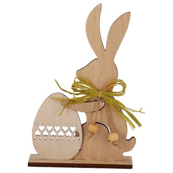 JUMI Dekoracja drewniana do postawienia - zajączek z jajkiem, wysokość 16,5 cm