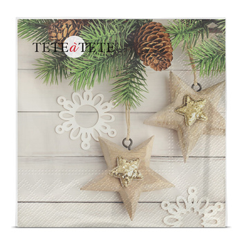 Serwetki Eco Stars, Serwetki Tete a Tete 3-warstwowe 33x33cm składane 1/4 20szt w paczce