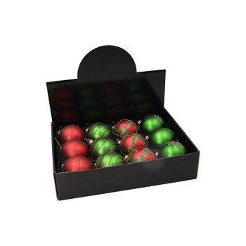 EM&EM Bombka szklana 8cm mix czerwona i zielona