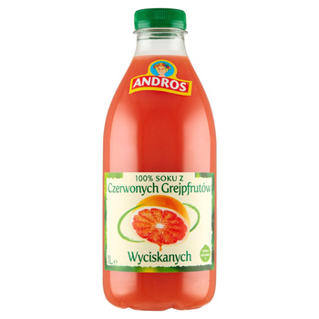 Andros 100 % sok z czerwonych grejpfrutów wyciskanych 1 l