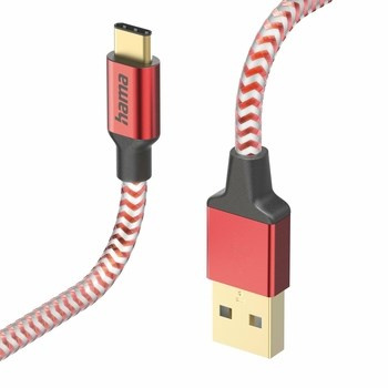 Kabel ładujący Hama USB Type-C USB Type-A 1,5m czerwony 201559