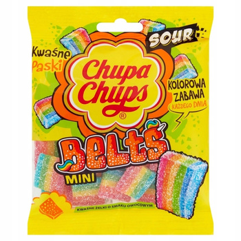 Chupa Chups Mini Belts Kwaśne żelki o smaku owocowym 90 g