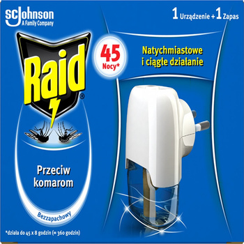 Raid Elektrofumigator z płynem owadobójczym przeciw komarom bezzapachowy 27 ml