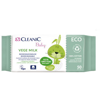 Cleanic Baby Vege Milk Chusteczki dla niemowląt i dzieci 50 szt
