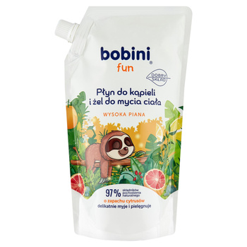 BOBINI Fun Płyn do kąpieli i żel do mycia Wysoka piana o zapachu cytrusów 500ml refill