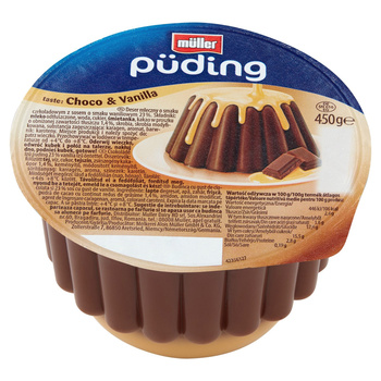 Müller Püding Deser mleczny o smaku czekoladowym z sosem o smaku waniliowym 450 g
