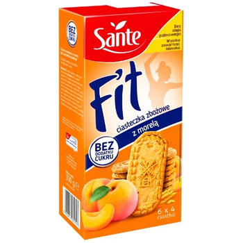 Sante Fit Ciasteczka zbożowe z morelą 300 g (6 x 50 g)