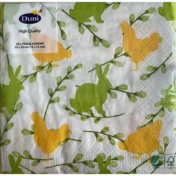 Duni Serwetki 3 warstwowe 33x33 cm Bunnie&Hens 20 szt.
