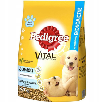 Pedigree Vital Protection Junior Bogaty w kurczaka z ryżem Karma pełnoporcjowa 8,4 kg
