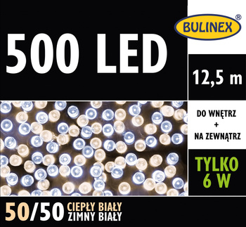 Lampki 500 LED biały ciepły/biały zimny z zasilaczem 12,5M dekoracji, na zewnątrz i do wnętrz