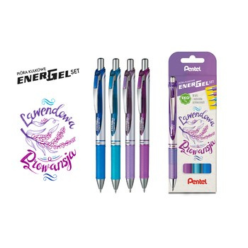 Pentel Zestaw 4 piór kulkowych EnerGel - Lawendowa Prowansja