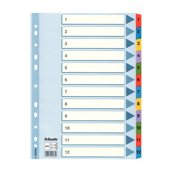 Przekładki kartonowe Mylar  A4 Esselte, biały 1-12