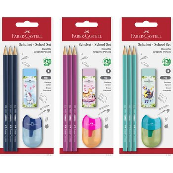 Zestaw szkolny ołówek 1111 3 sztuki + temperówka + gumka blister Faber-Castell