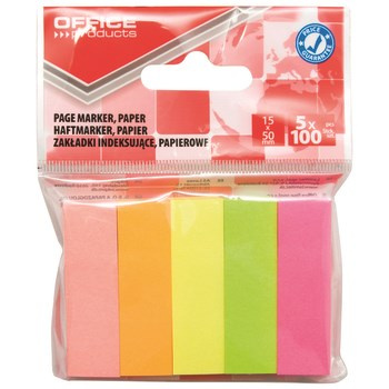 Zakładka indeksująca OFFICE PRODUCTS 15x50mm zawieszka mix