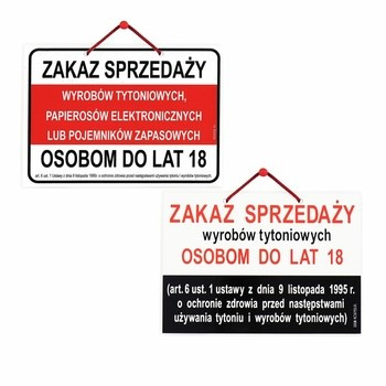 KORFED Wywieszka laminowana ZAKAZ SPRZEDAŻY WYROBÓW TYTONIOWYCH MIX x 1 szt.