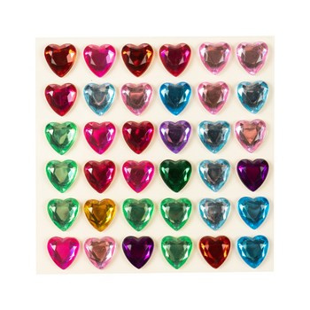 Kryształowe serduszka samoprzylepne (36 szt.)