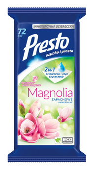 Presto Ściereczki nawilżane uniwersalne zapachowe magnolia 72 sztuk