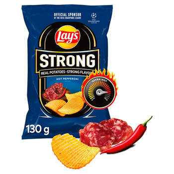 Lay's Strong Chipsy ziemniaczane karbowane o smaku pikantnego pepperoni 130 g