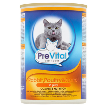 PreVital Karma dla kotów z królikiem drobiem i marchewką 415 g