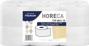 HORECA PREMIUM Papier toaletowy jumbo mini typ 260/15 12 rolek 3-warstwowy