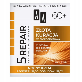 AA Technologia Wieku 5Repair 60+ Złota Kuracja krem na noc regenerująco-odbudowujący 50 ml