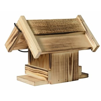 Karmnik dla ptaków z opalanego drewna