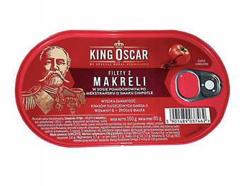 King Oscar Filety z makreli w sosie pomidorowym po meksykańsku o smaku chipotle 160 g