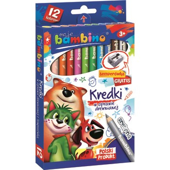 Bambino kredki w oprawie drewnianej 12 kolorów w opakowaniu kartonowym