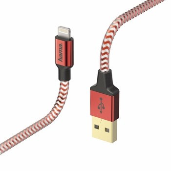 Kabel ładujący/data "Reflected" Lightining Hama 1,5m czerwony