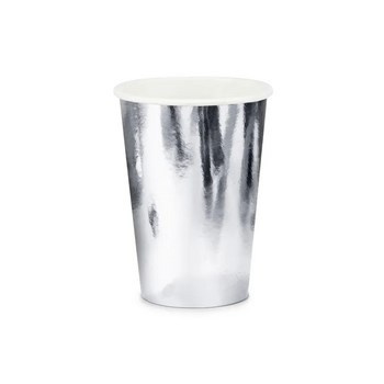 Kubeczki kolor, srebrny, 220ml 1 opakowanie, 6 sztuk PartyDeco