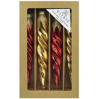 Vitbis Bombka szklana brokat złoto czerwone 4szt.