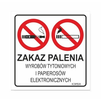 KORFED Naklejka ZAKAZ PALENIA wyrobów tytoniowych i papierosów elektronicznych 15x15 x 1 szt.
