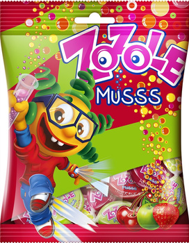 Zozole Musss Karmelki o smaku jabłkowym truskawkowym i wiśniowym z nadzieniem musującym 75 g