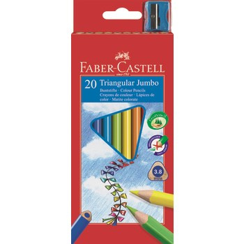 Kredki faber-castell jumbo trójkątne 20 kolorów + temperówka opakowanie karton
