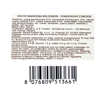 Barilla Bolognese Sos do makaronu pomidorowy z mięsem 400 g
